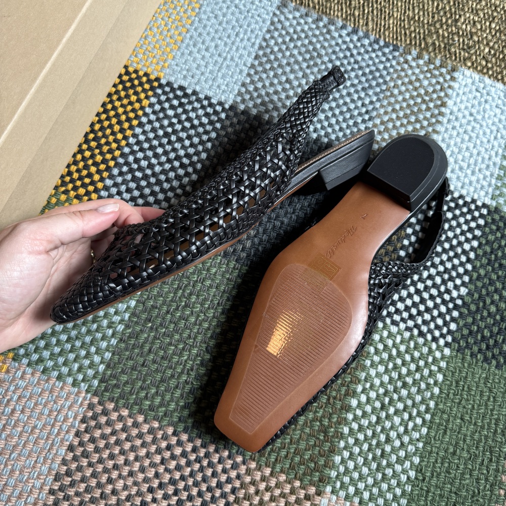 Madewell Black Woven Leather Pointed Toe Flats Sz 7
